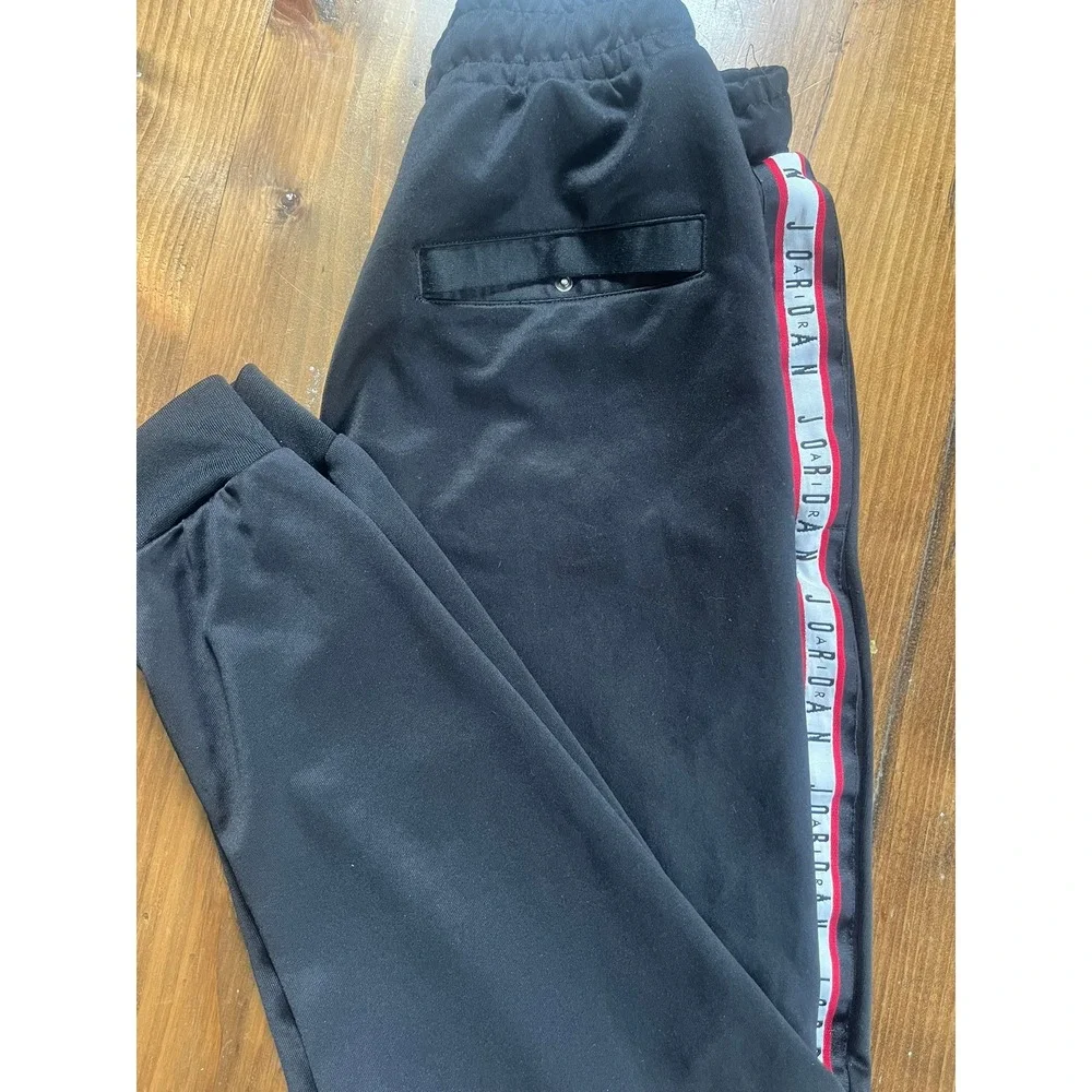 Jordan Air Mens Black Track Pants Side Stripe Joggers Jumpman Logo Small
